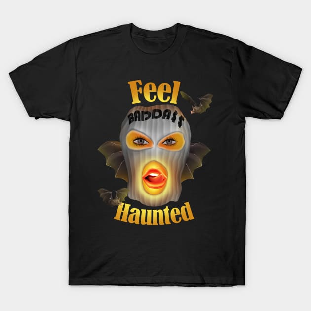 girls halloween, feel haunted girl glowing with bats T-Shirt by AdishPr